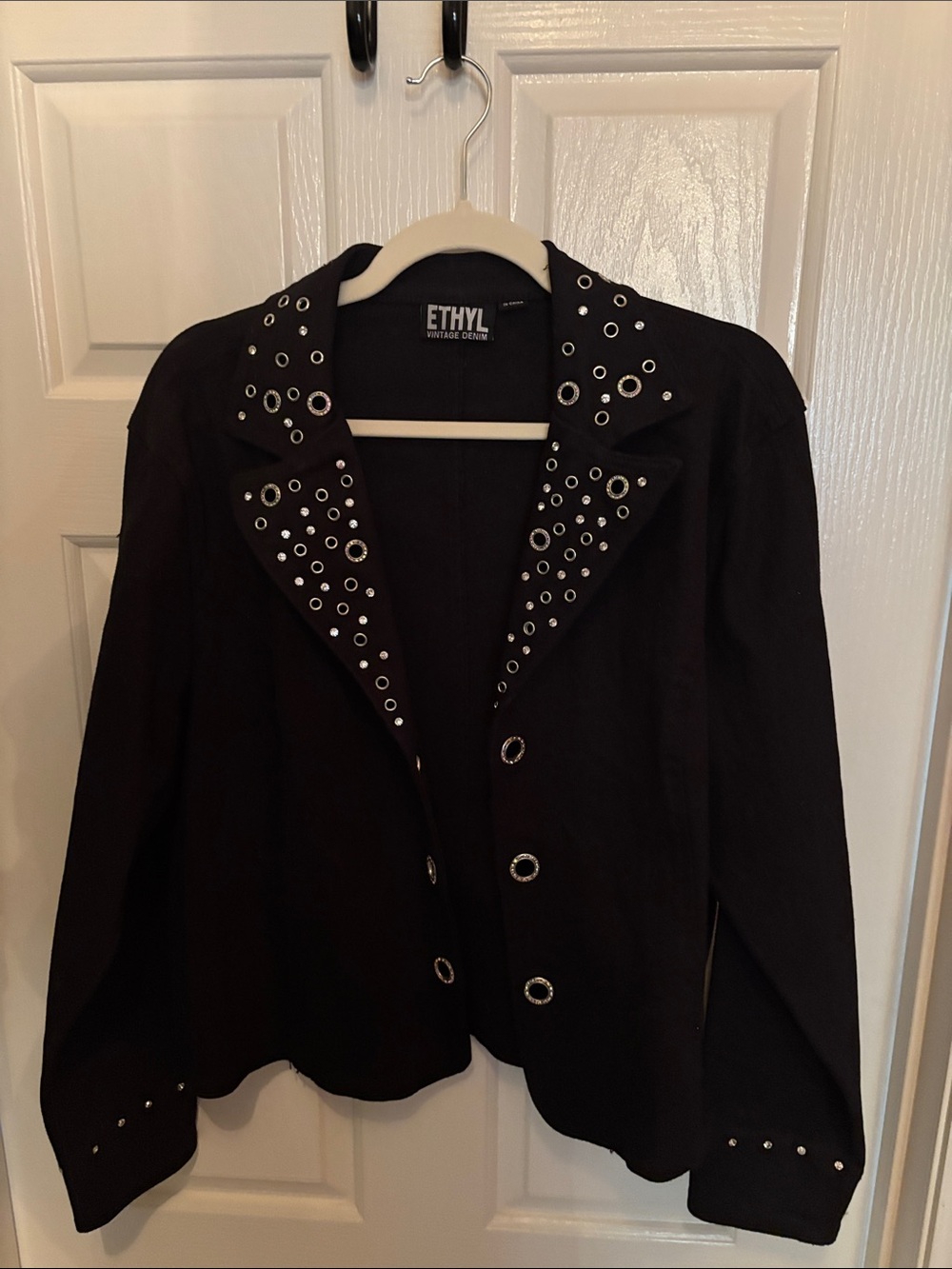 ETHYL Black Grommet-Trim Women's Blazer Jacket